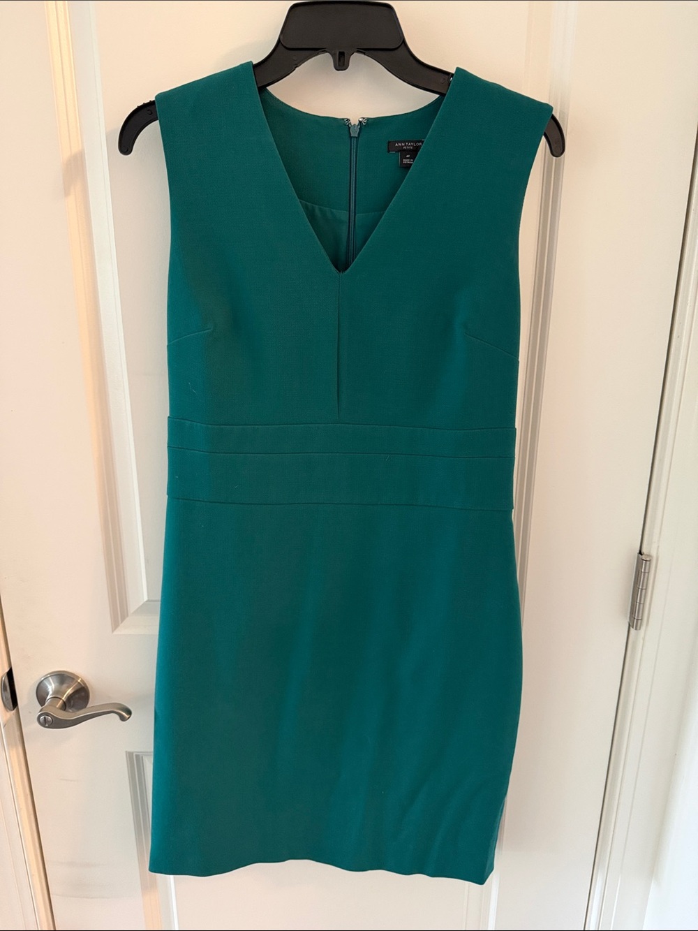 Ann Taylor Teal V-Neck Sheath Dress